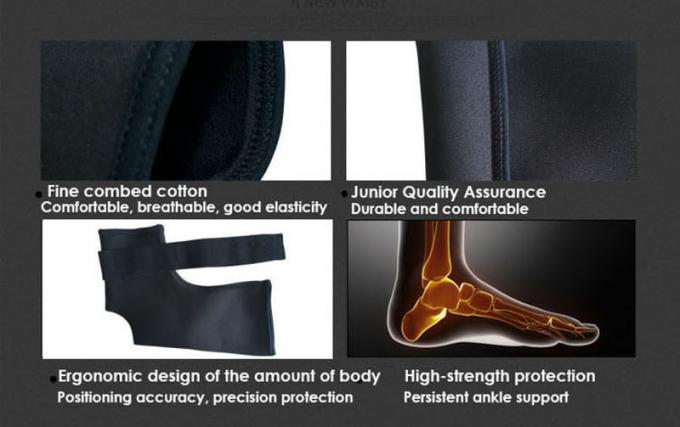 鋼板100%ナイロン ホックが付いている防水黒い伸縮性がある足首サポート